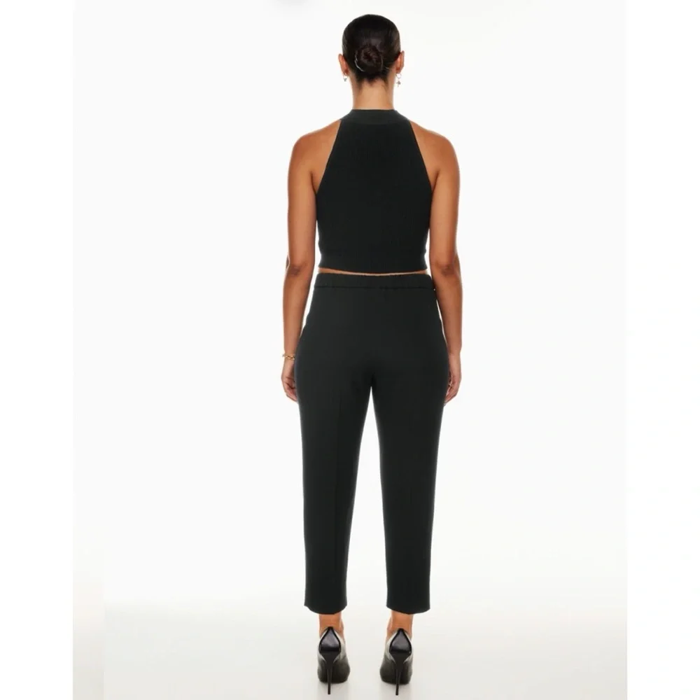 Aritzia Babaton Conan Cropped Pant Crepe Trousers Mid Rise Pull On Slim Leg - Picture 3 of 7